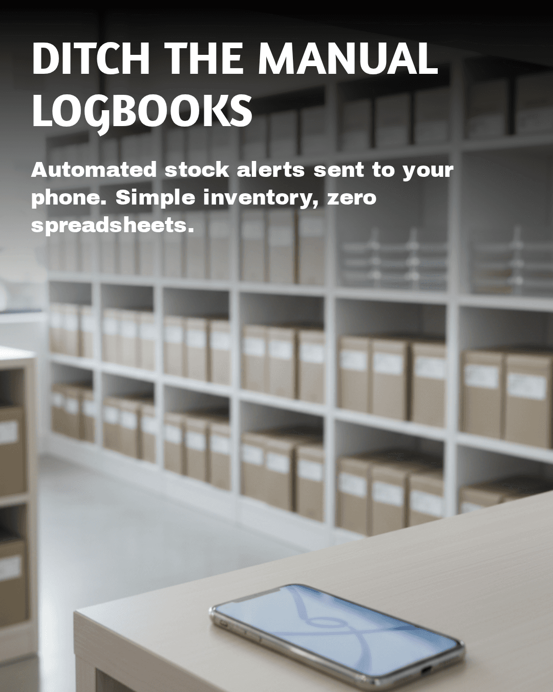 Campaign image with the message Ditch the manual logbooks.